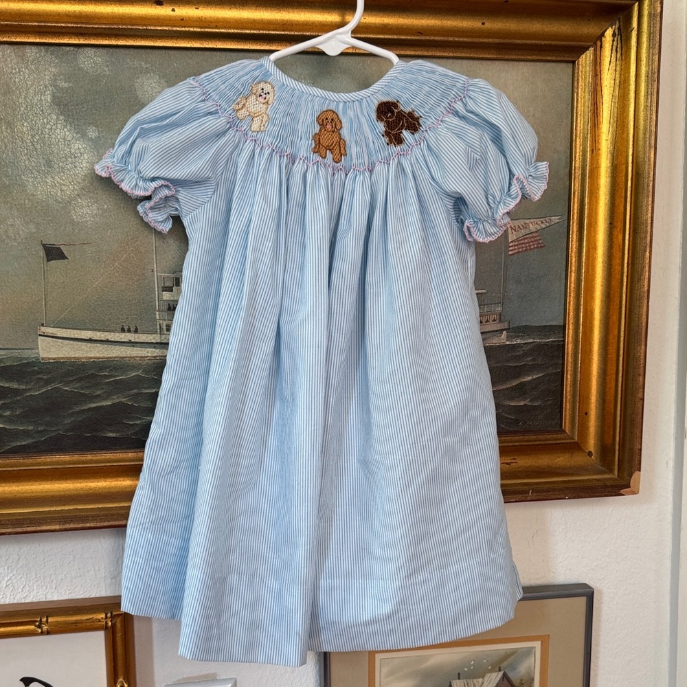 Ruth and Ralph smocked puppy dress